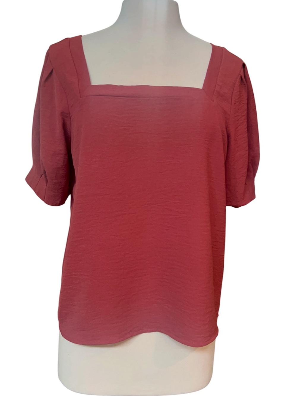 Timing Square Neck Short Sleeve Top in Rose Pink